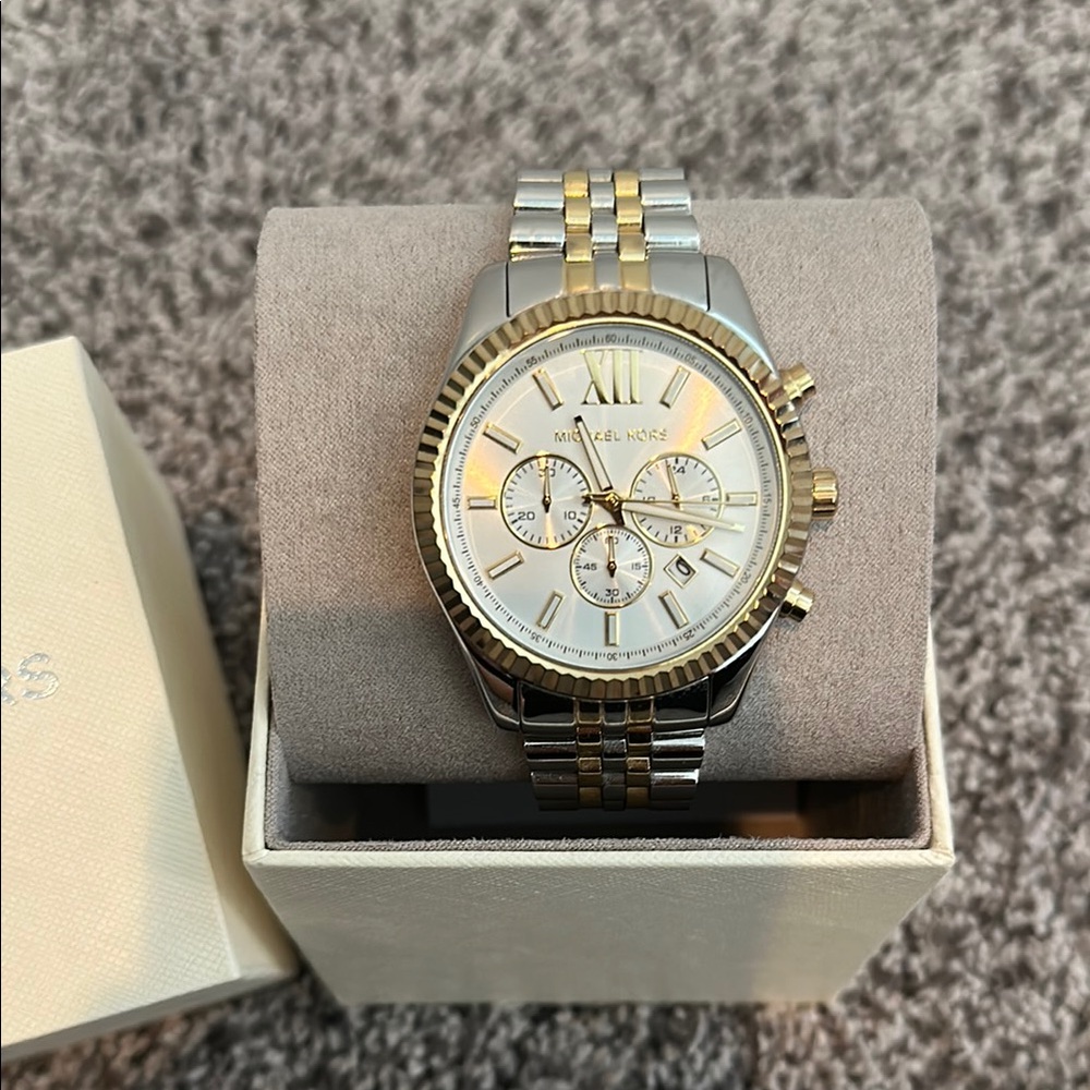 Michael Kors Silver and Gold Chronograph Watch